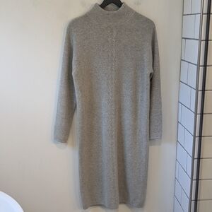 Lands' End Women's Grey Lambswool Angora Long Sleeve Mock Neck Sweater Dress S